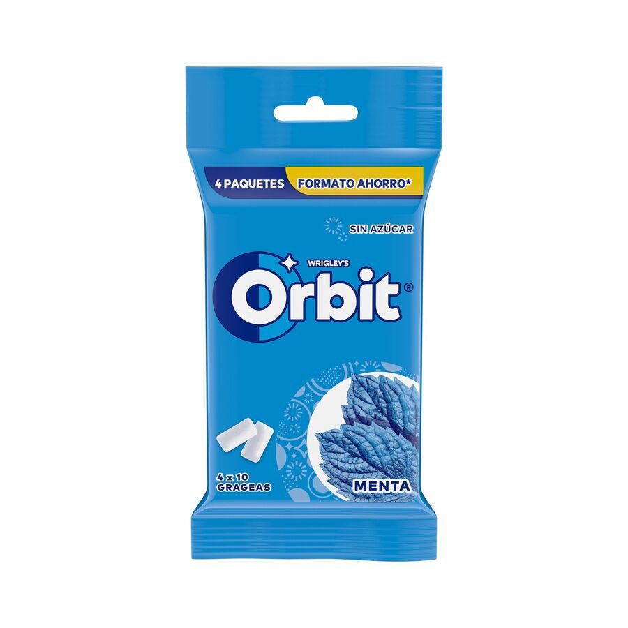 Chicle ORBIT peppermint sin azúcar grageas blister 4 unidades