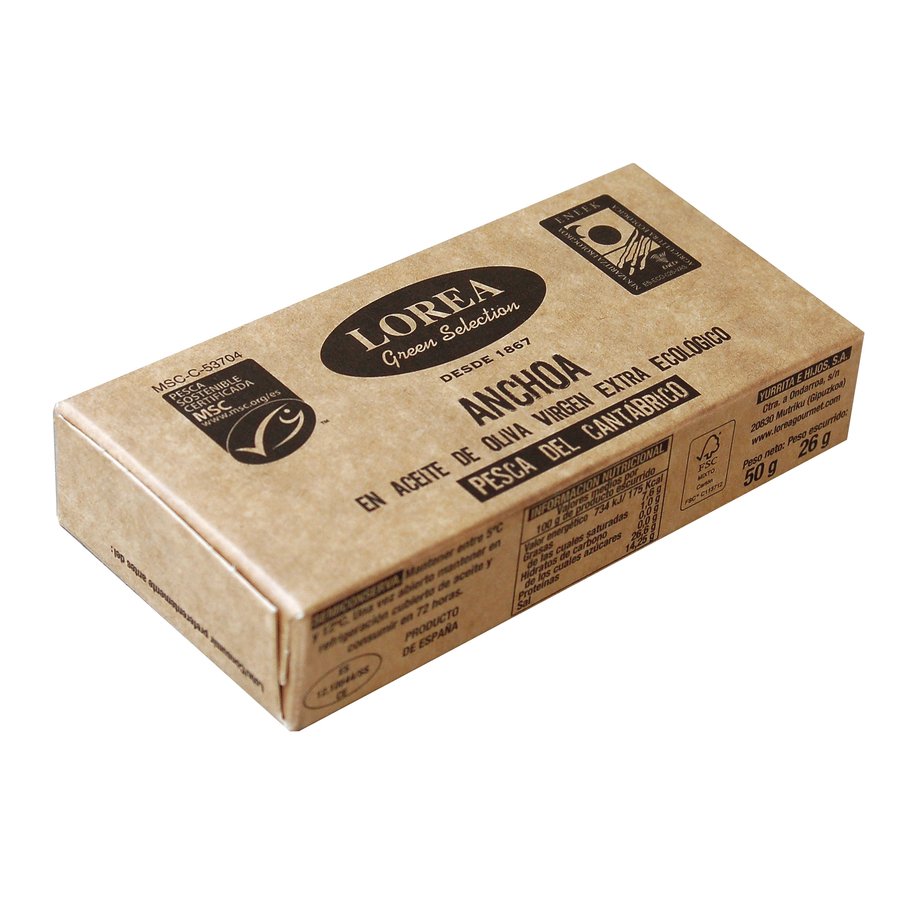 Anchoa en aceite oliva ecológico LOREA 50 g
