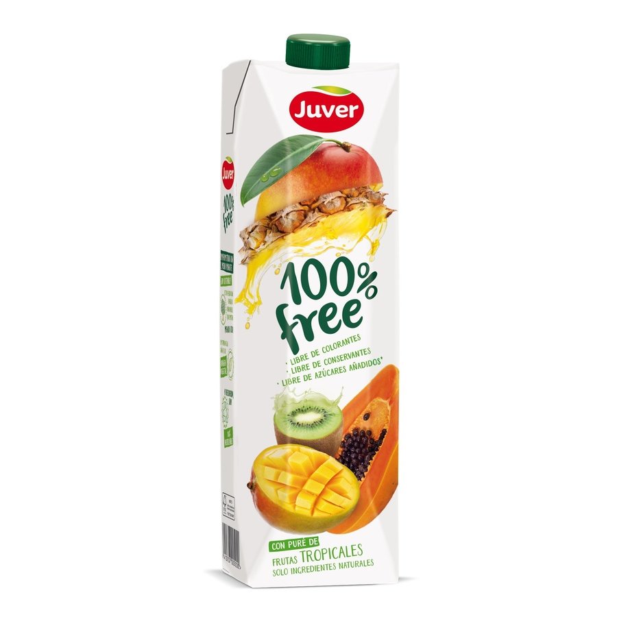 Bebida de zumo JUVER 100% free frutas tropicales 1 l
