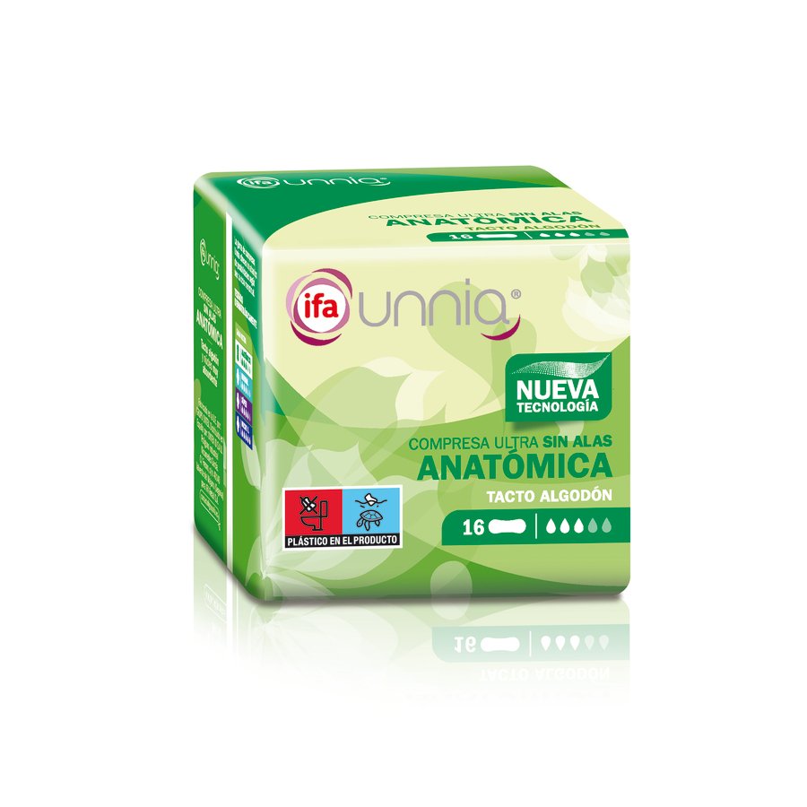 Compresas IFA UNNIA ultra sin alas anatómica 16 unidades
