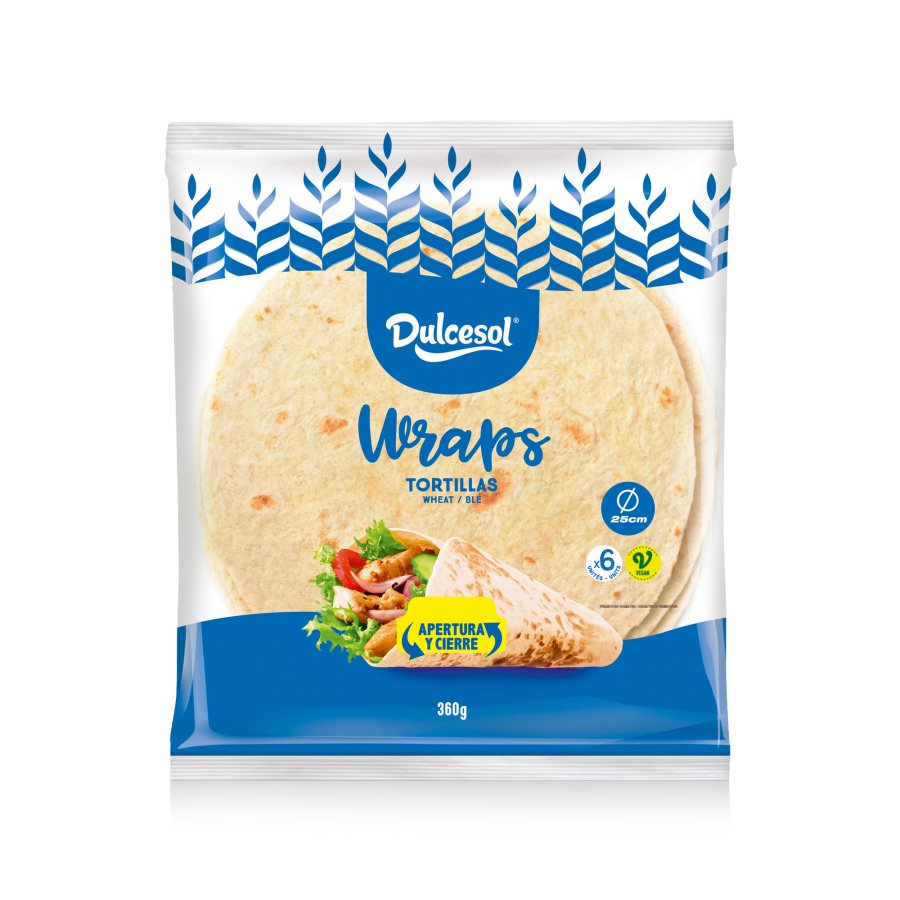 Tortillas Wraps trigo DULCESOL 6 unidades 360 g