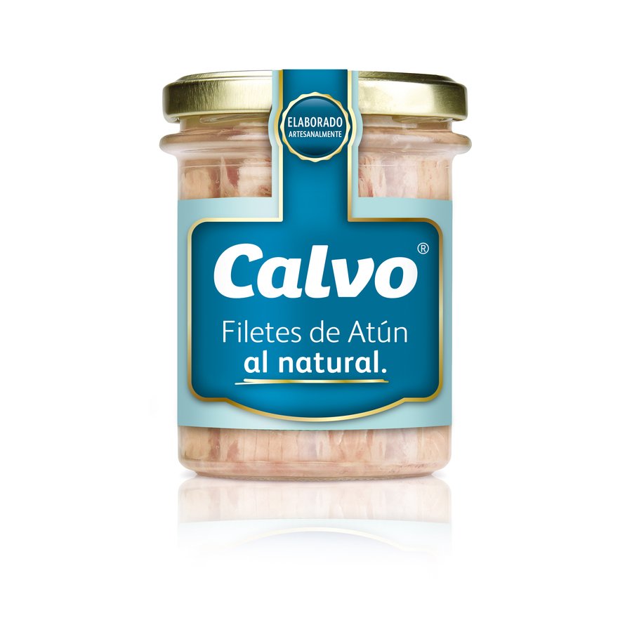 Filetes de atún al natural CALVO frasco 126 g pne.
