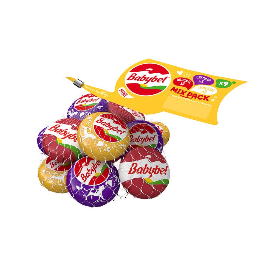 Queso mini BABYBEL mix (original-cheddar-emmental) pack 9 unidades 180 g