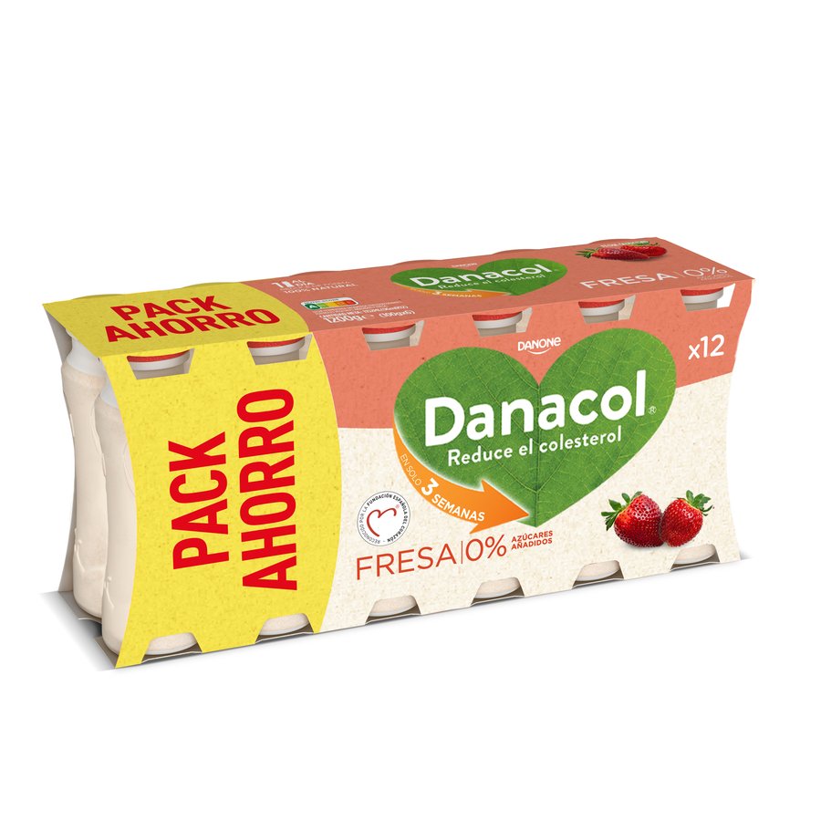 Leche fermentada líquida DANACOL DANONE fresa pack 12x100 g