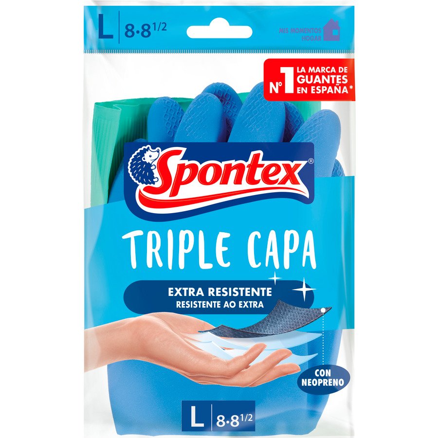 Guantes goma SPONTEX triple capa talla grande