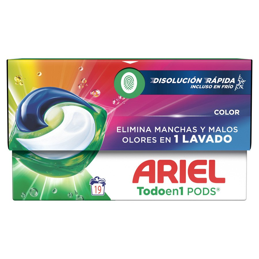 Detergente cápsulas ARIEL Pods extra cuidado del color 19 unidades