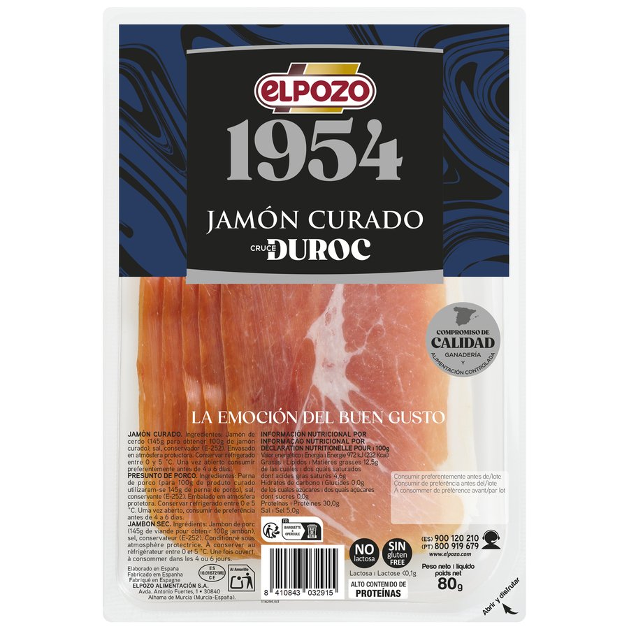 Jamón curado ELPOZO 1954 lonchas 80 g