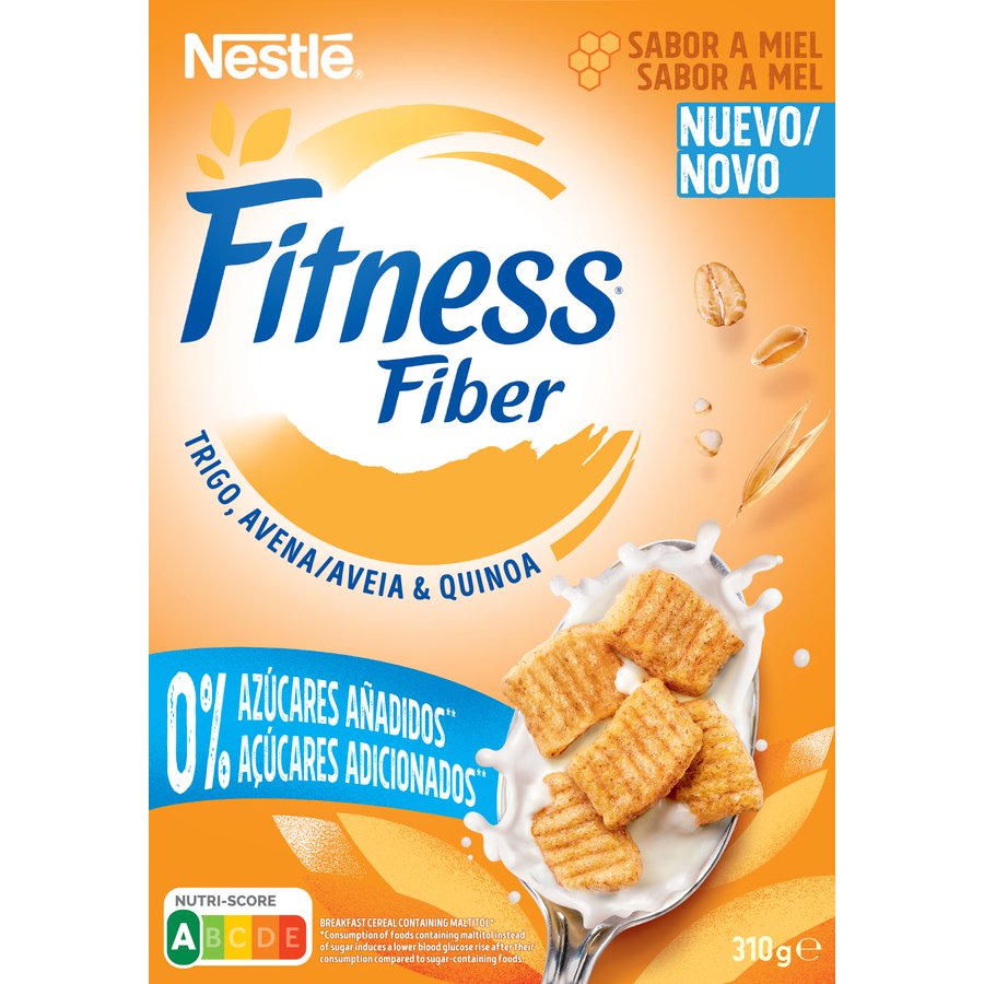 Cereales NESTLE Fitness fibra miel 0% azúcares añadidos 310 g