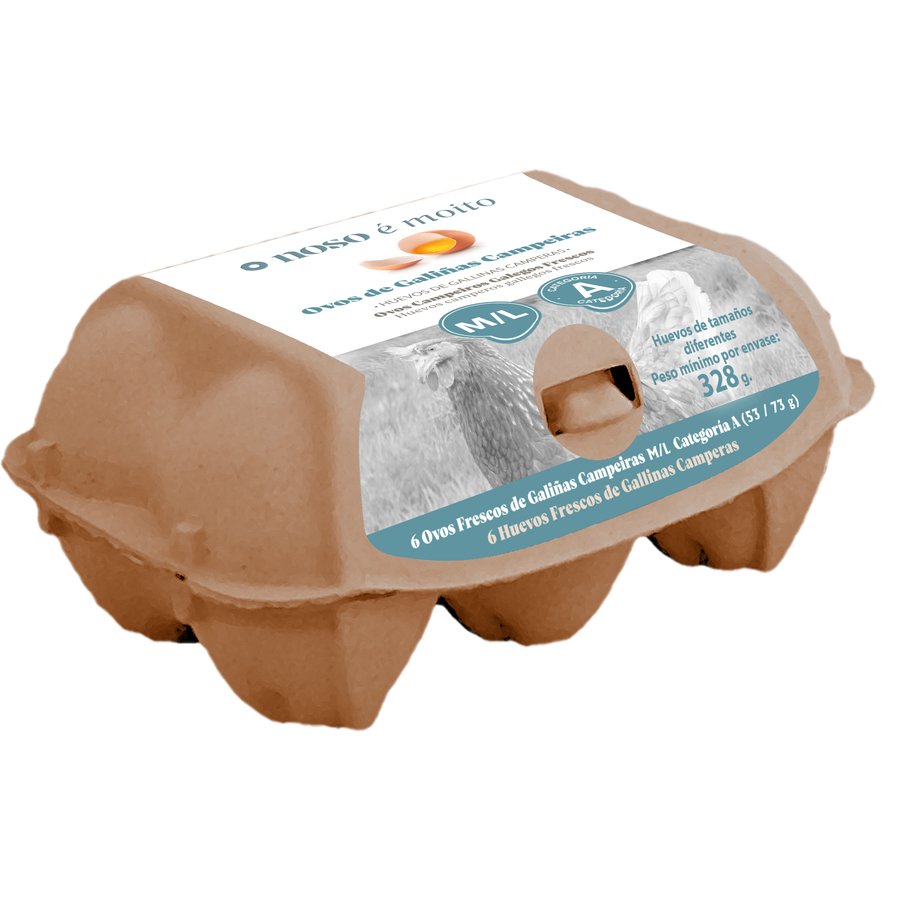 Huevos camperos O NOSO E MOITO M/L 6 unidades  (LIBRES DE JAULA)
