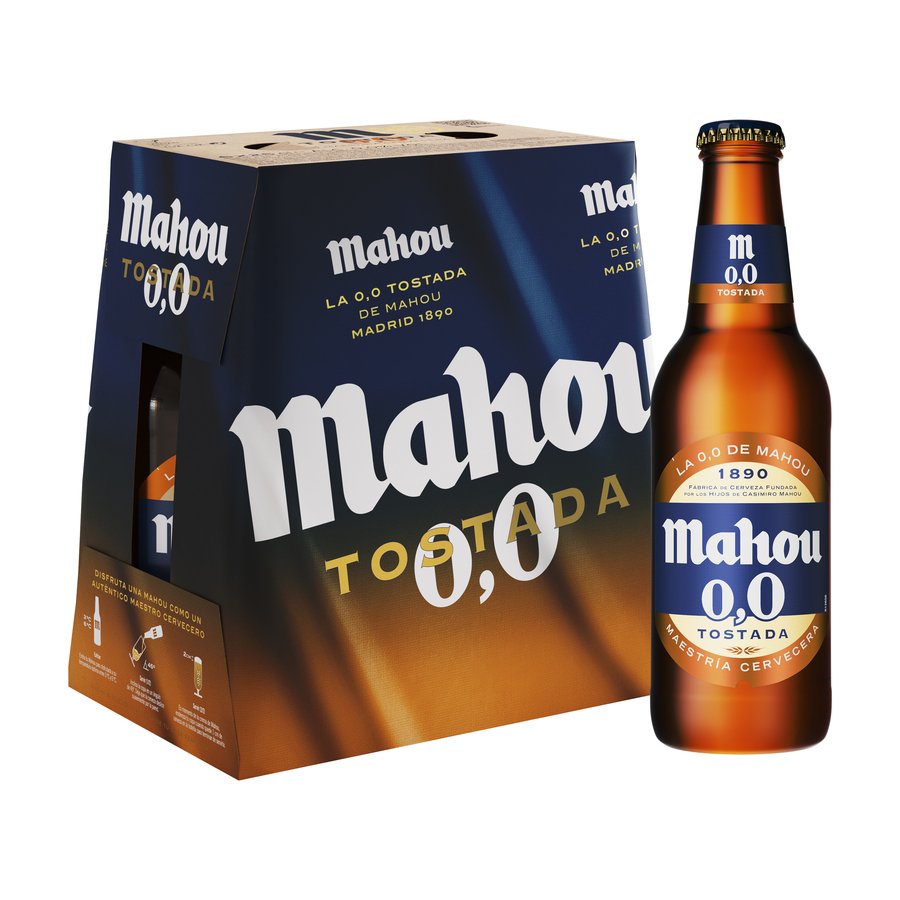Imagen de Cerveza MAHOU Tostada 0,0% botellín pack 6x25 cl