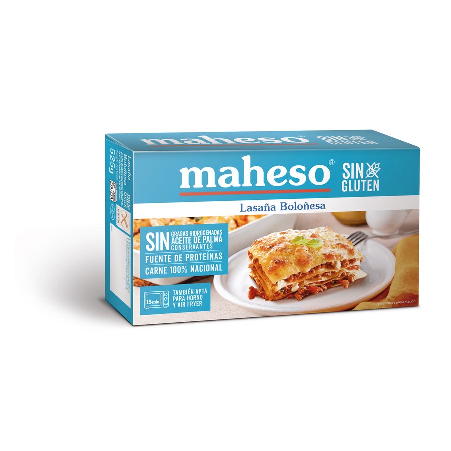 Lasaña congelada MAHESO sin gluten Carne estuche 525 g