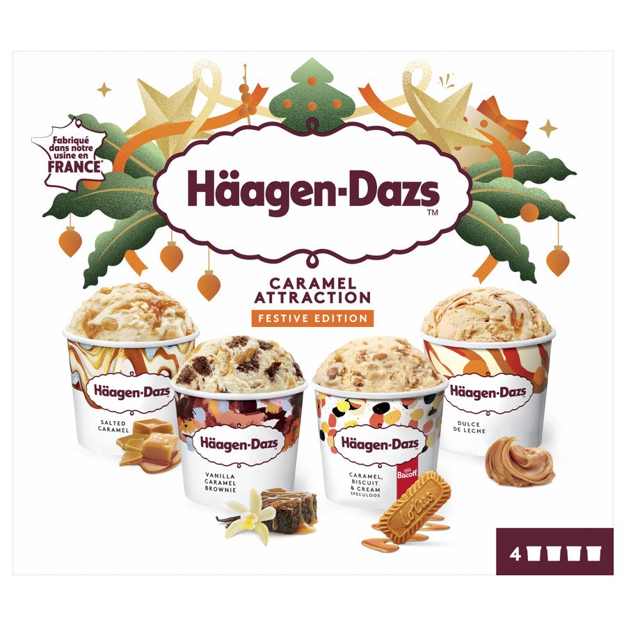 Helado HAAGEN DAZS Caramel Attraction Collection 4 unidades 321 g