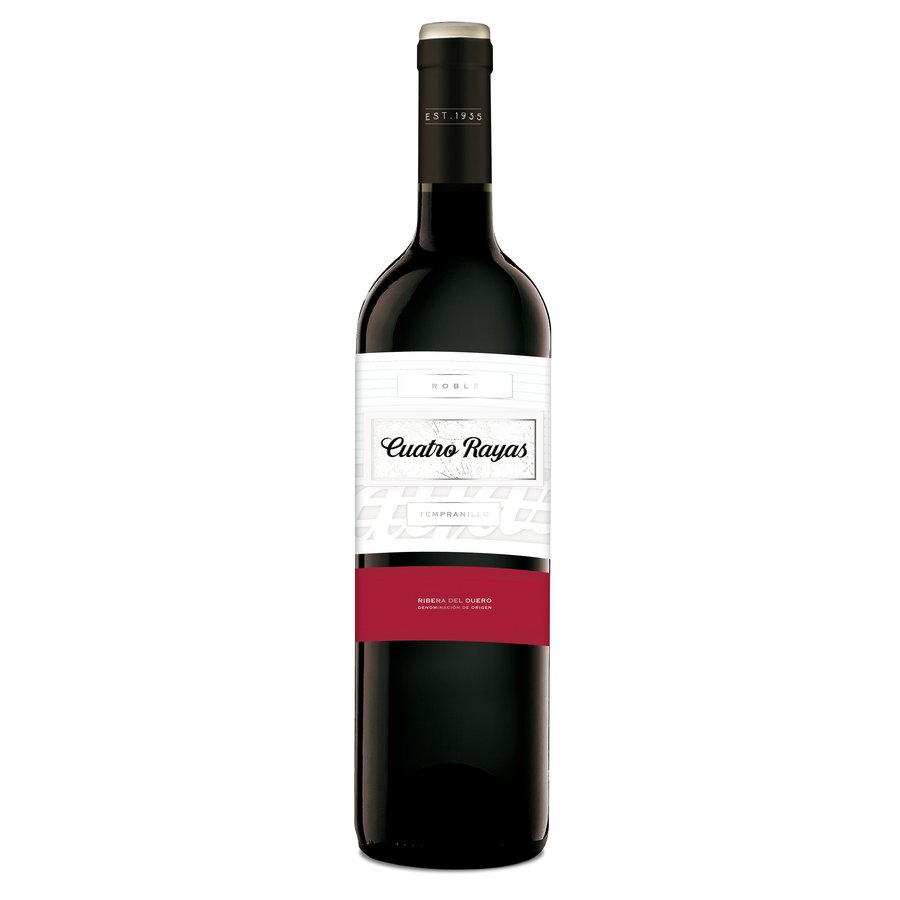 Vino tinto D.O.Ribera del Duero CUATRO RAYAS roble botella 75 cl
