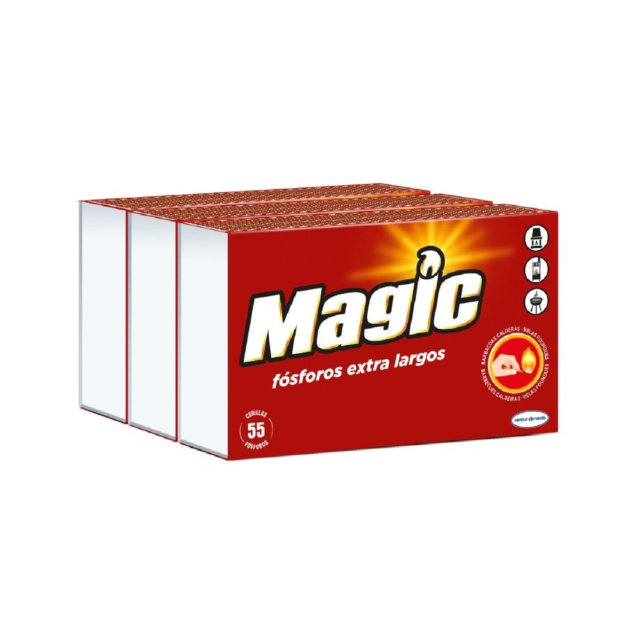 Fósforos extra largos MAGIC pack 3 55 uds.