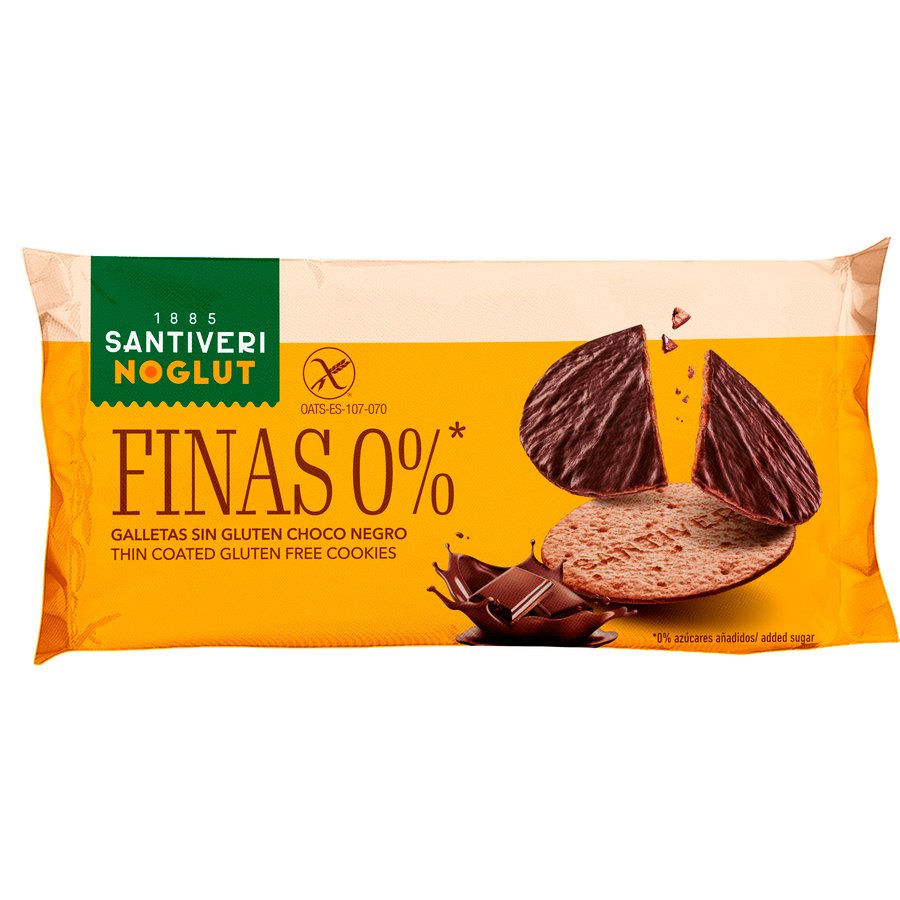 Galletas SANTIVERI NOGLUT chocolate negro sin gluten 0% azucar añadido 88 g