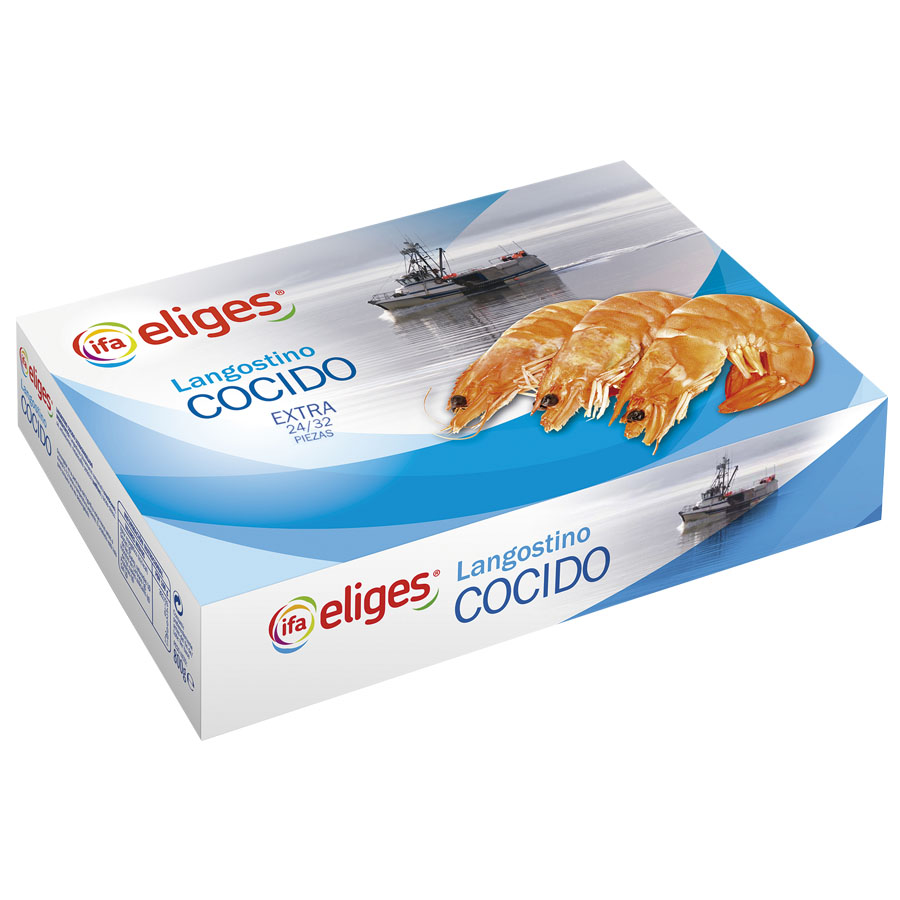 Imagen de Langostino vannamei cocido congelado IFA ELIGES 24/32 800 g pn.