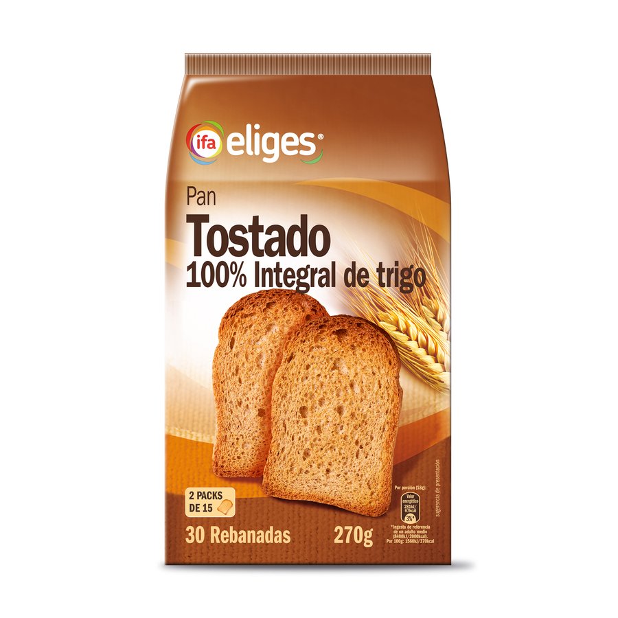 Pan tostado integral 30 rebanada  IFA ELIGES 270 g