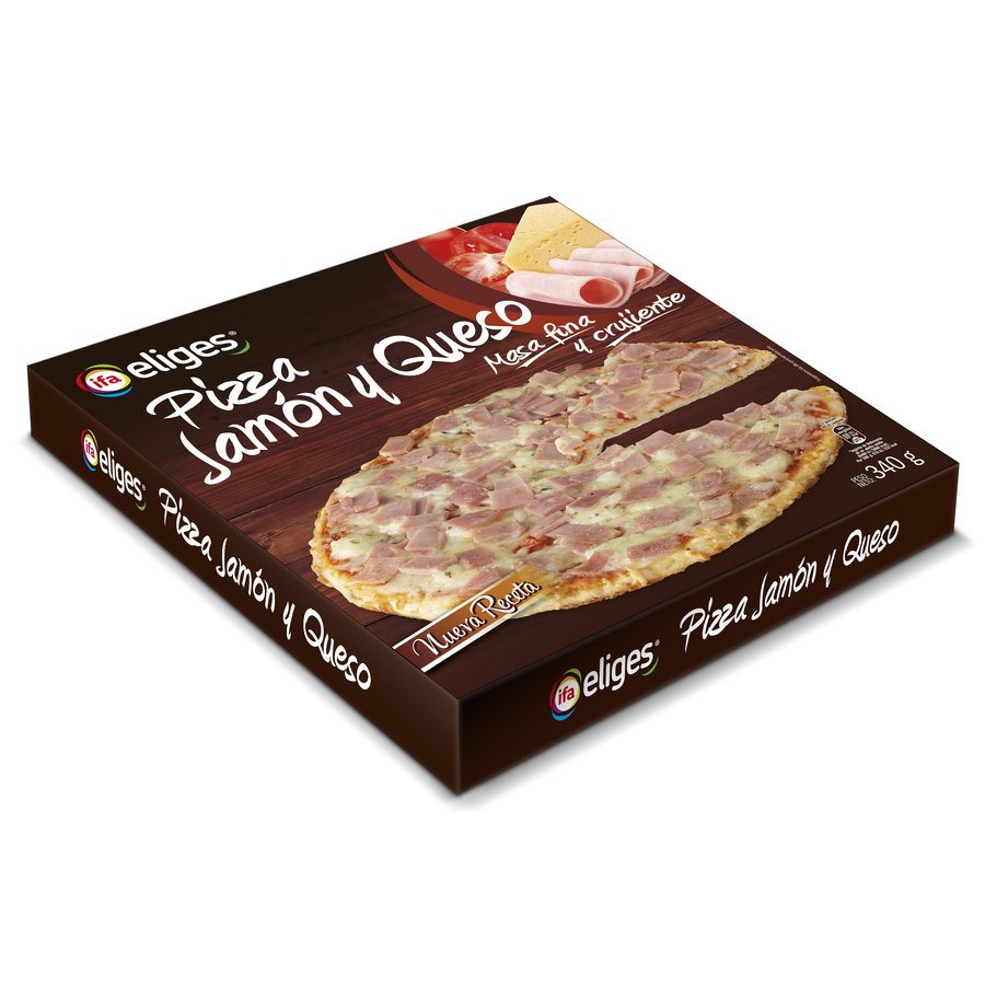 Pizza congelada IFA ELIGES Masa Fina Jamón y Queso 340 g