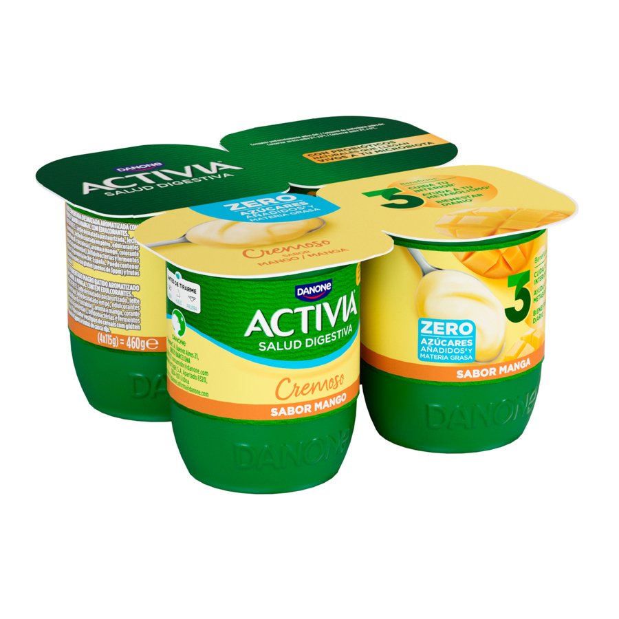 Bífidus ACTIVIA DANONE cremoso mango 0% pack 4X115 g