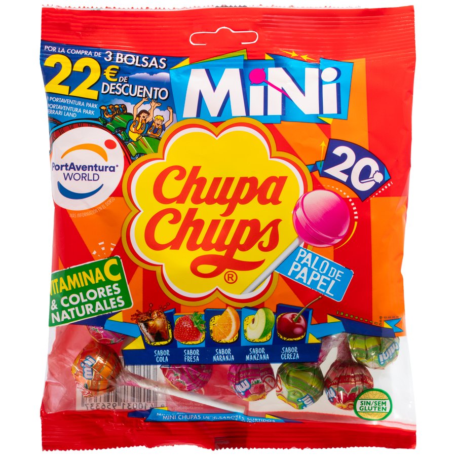 Caramelo palo CHUPA CHUPS mini bolsa 20 unidades 120 g