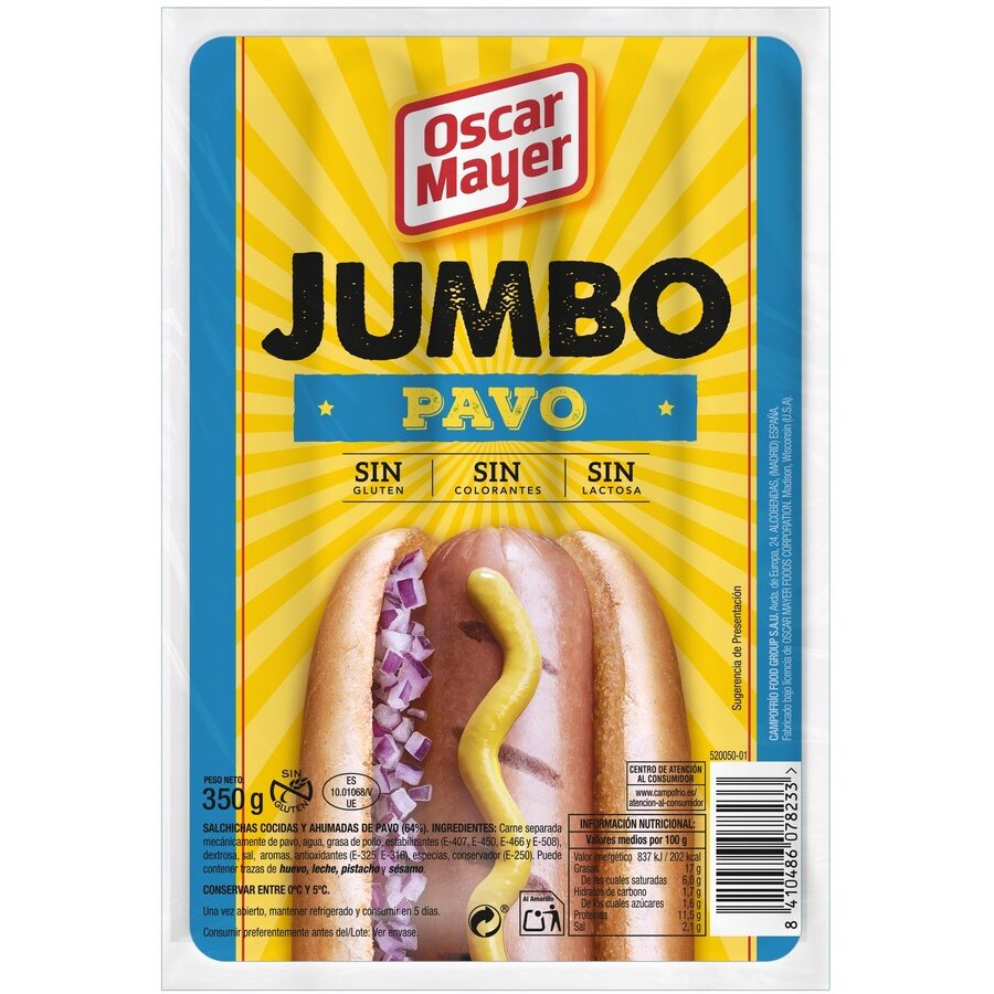 Salchichas OSCAR MAYER jumbo pavo 350 g