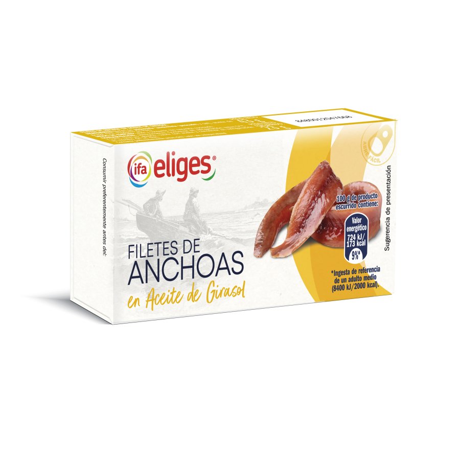 Filets de anchoas en aceite girasol IFA ELIGES 43 g pn.