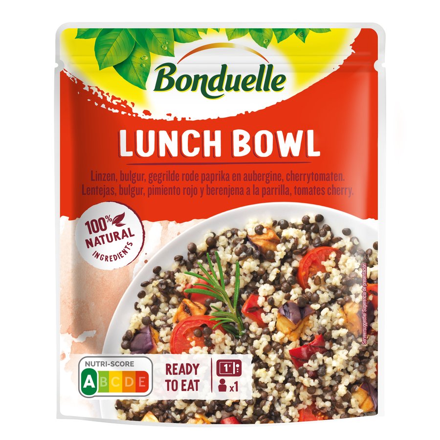 Lunch bowl BONDUELLE lenteja/bulgur/pimiento/berenjena/tomate 250 g