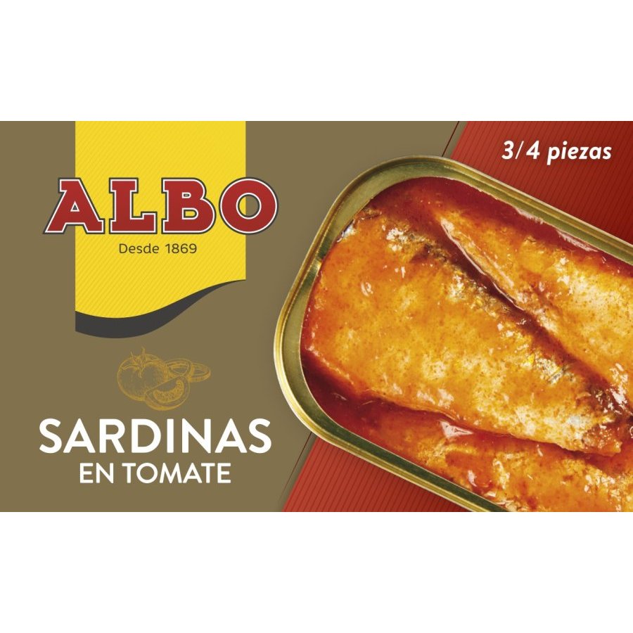 Imagen de Sardinas en tomate ALBO 3/4 piezas lata 120 g pn.