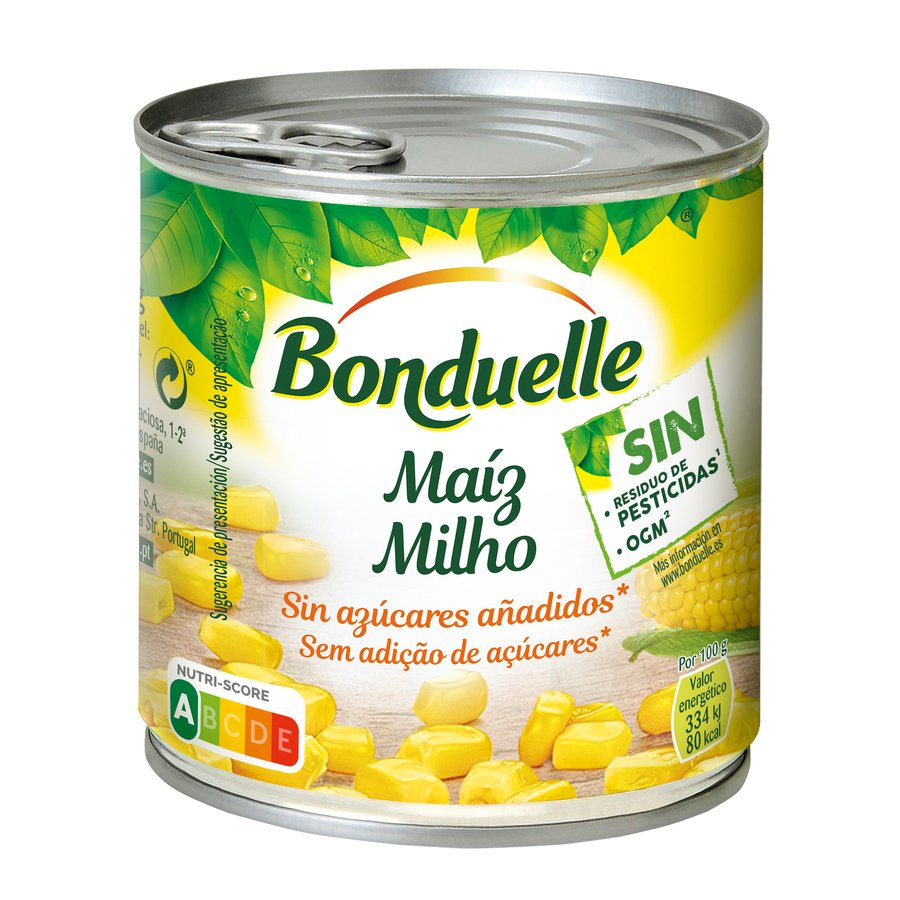 Maíz dulce en grano BONDUELLE sin azucares añadidos lata 285 g pne.