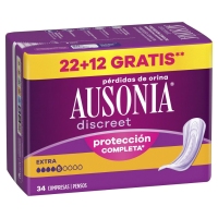 Compresas incontinencia AUSONIA Discreet Extra 22 unidades + 12 unidades gratis