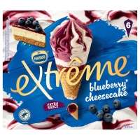 Helado cono NESTLE EXTREME Blueberry Cheesecake 6 unidades 456 g