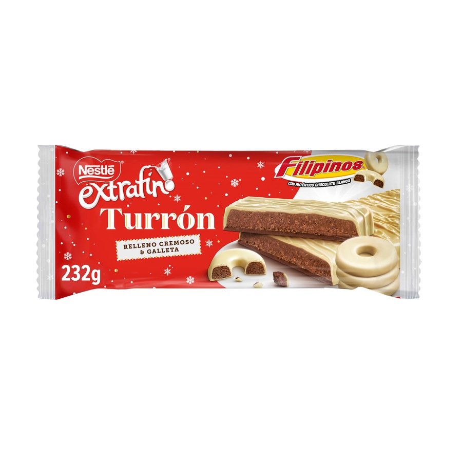 Turrón chocolate blanco relleno de galletas Filipinos NESTLE 232 g