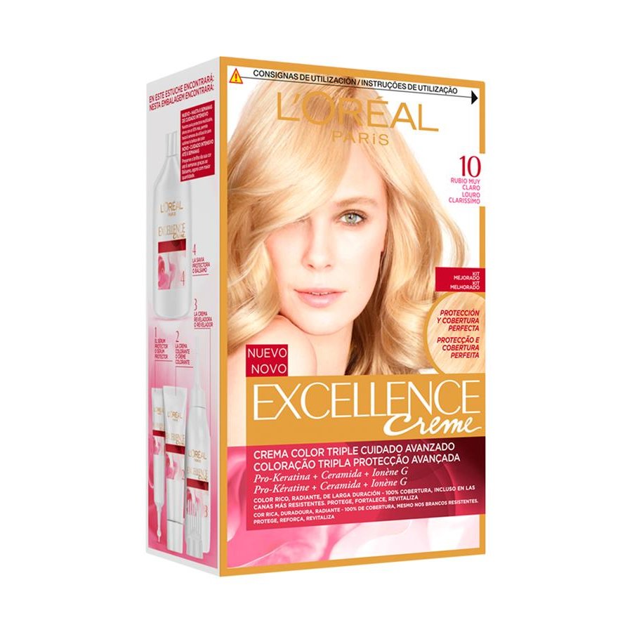 Crema color L'ORÉAL Excellence rubio muy claro 10