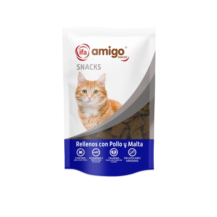Snack gato IFA AMIGO relleno con pollo y malta 70 g