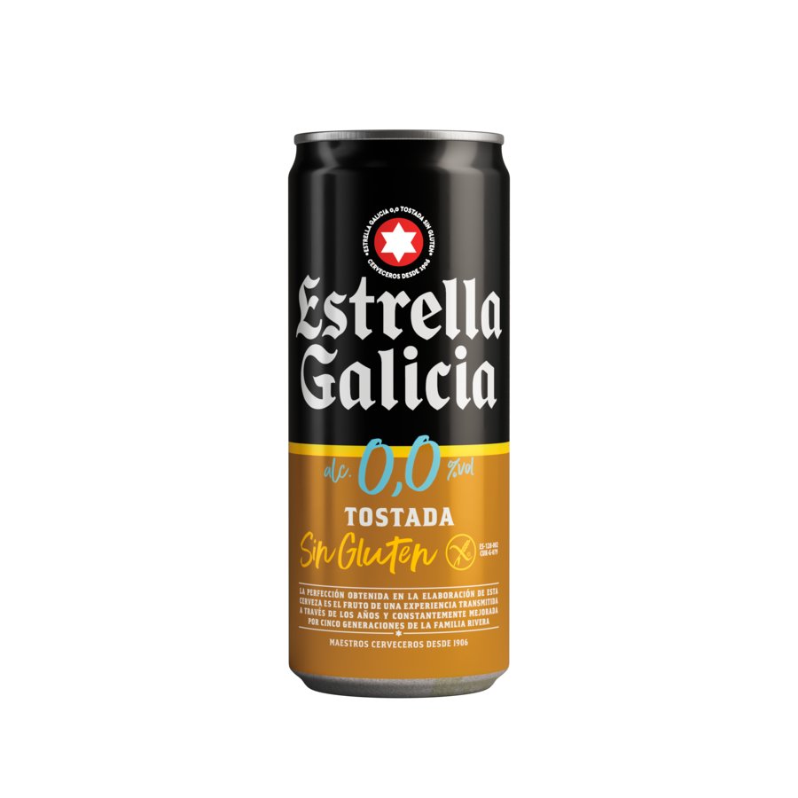 Imagen de Cerveza ESTRELLA GALICIA Tostada 0,0% sin gluten lata 33 cl