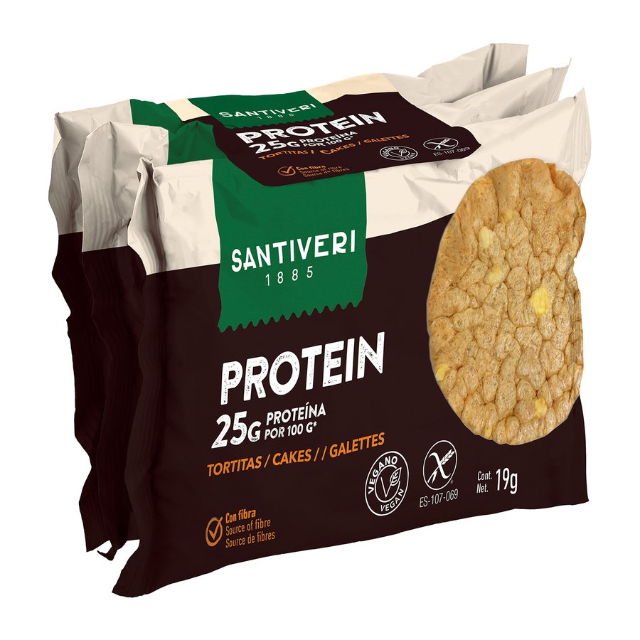 Tortitas 25% proteína SANTIVERI pack 3 unidades 57 g