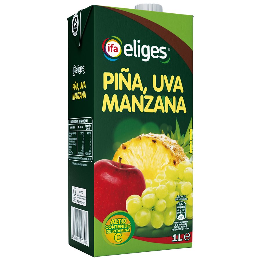 Zumo piña-uva-manzana IFA ELIGES brik 1 l