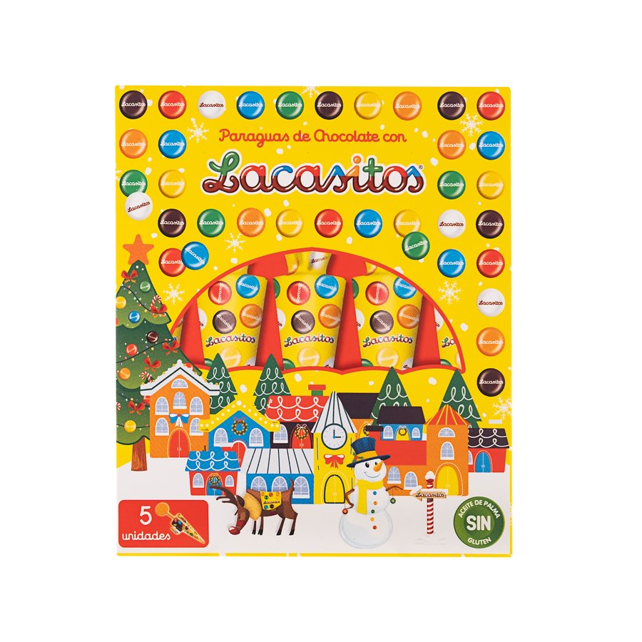 Paraguas de chocolate LACASITOS estuche Navidad 5 unidades 55 g