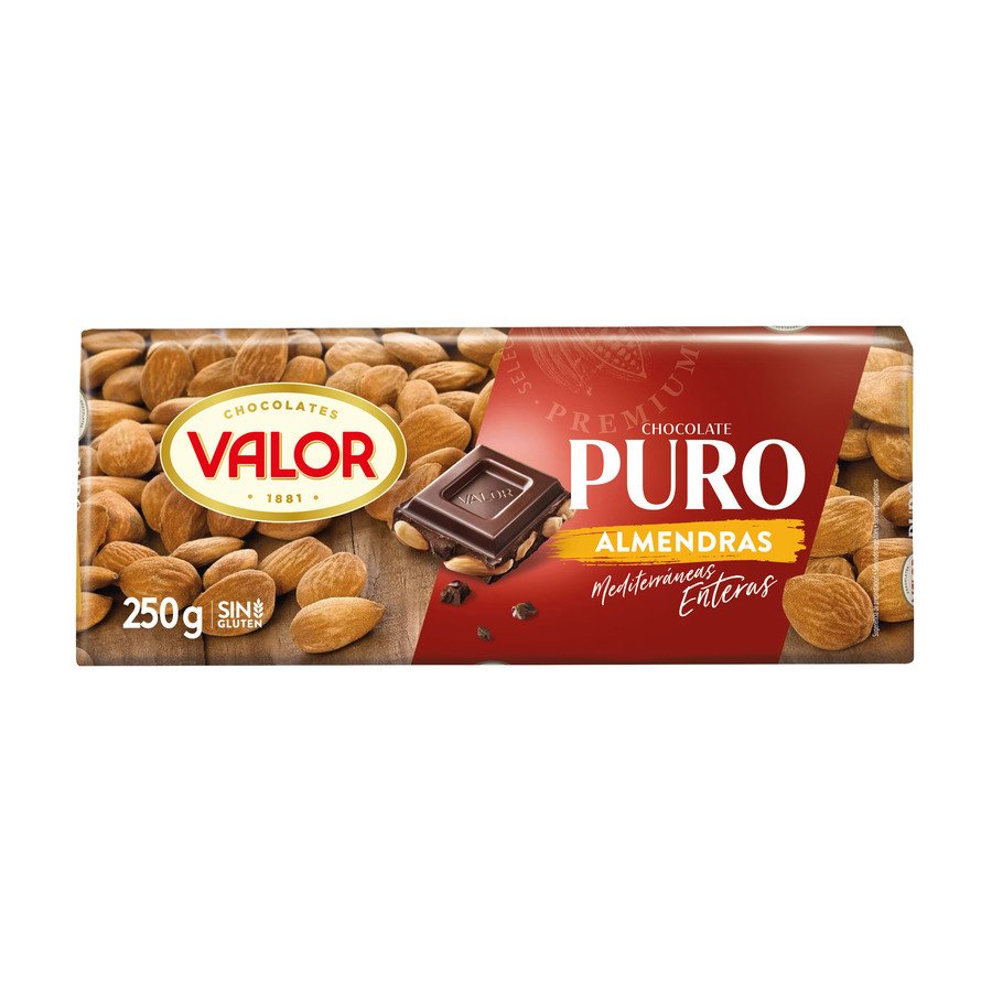 Chocolate puro almendra VALOR sin gluten 250 g
