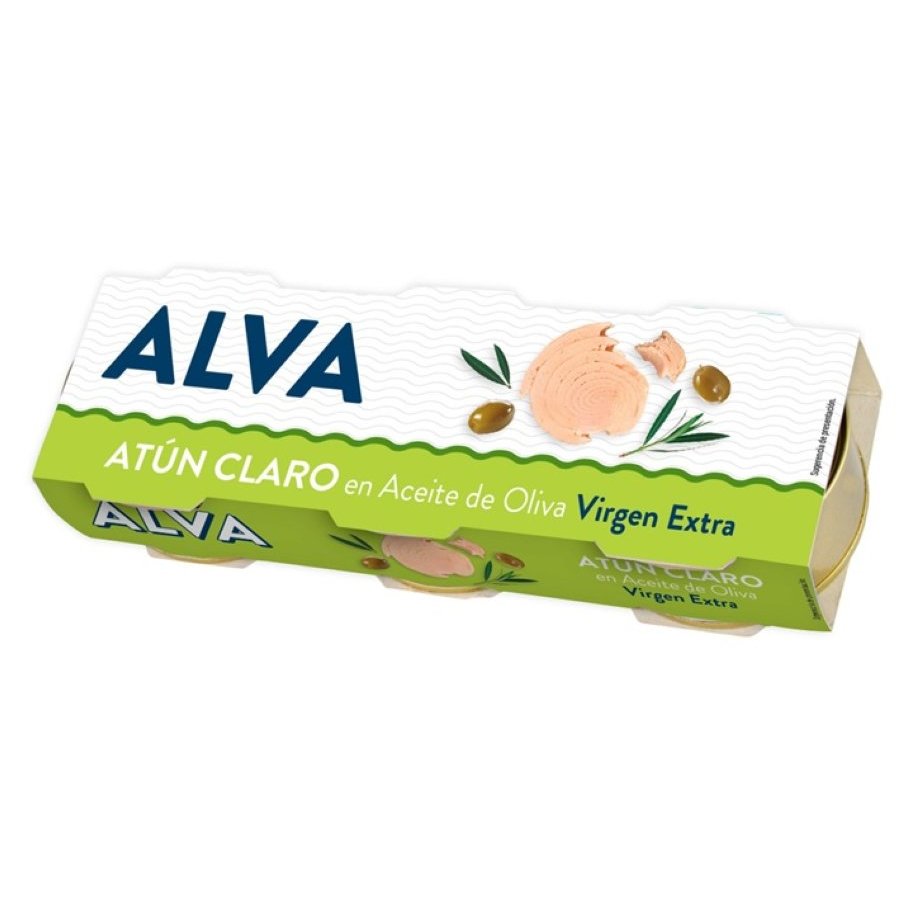 Atún claro en aceite de oliva virgen extra ALVA pack 3x70 g pn.