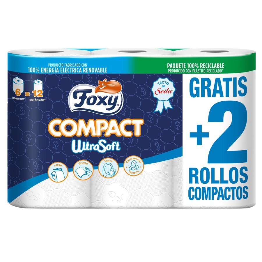 Papel higiénico FOXY Compact paquete 4+2 rollos gratis