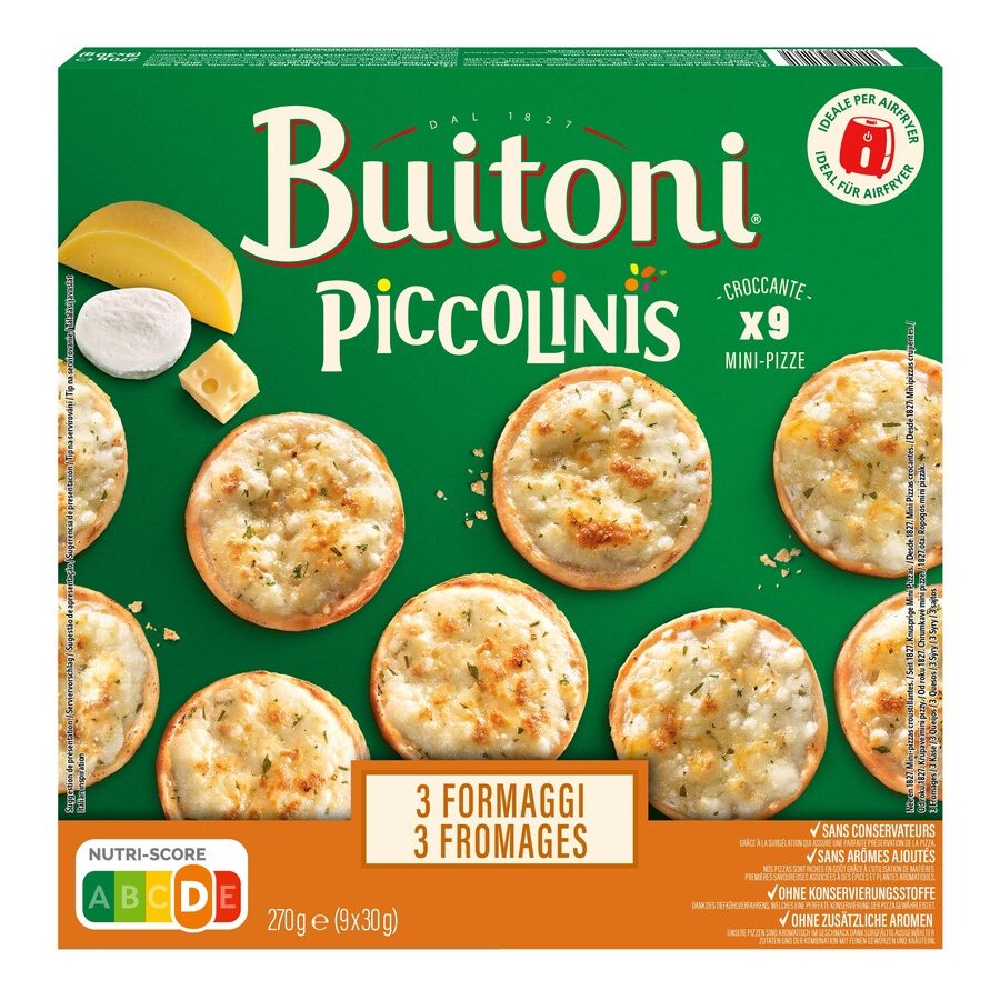Piccolinis congelados BUITONI 3 Formaggi 270 g