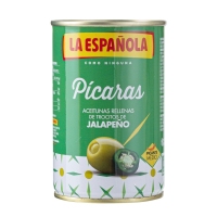 Oliva rechea de jalapeño ESPAÑOLA Pícaras lata 130 g pne.