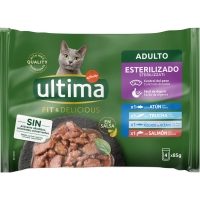 Alimento gato ULTIMA fit&delicious selección peixe esterilizados 4x85 g