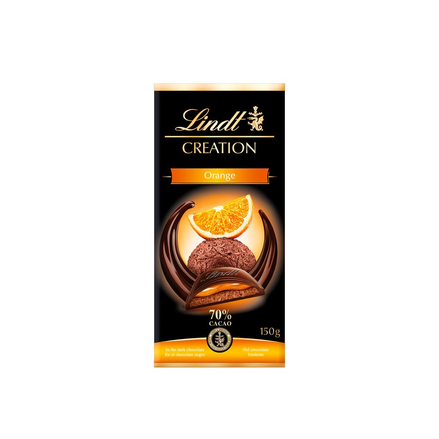 Chocolate negro LINDT Creation 70% cacao relleno orange tableta 150 g