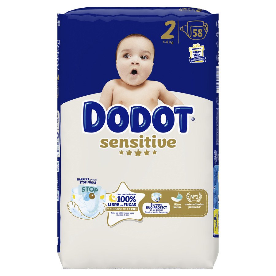 Pañal DODOT sensitive T2 4-8 kg 58 unidades
