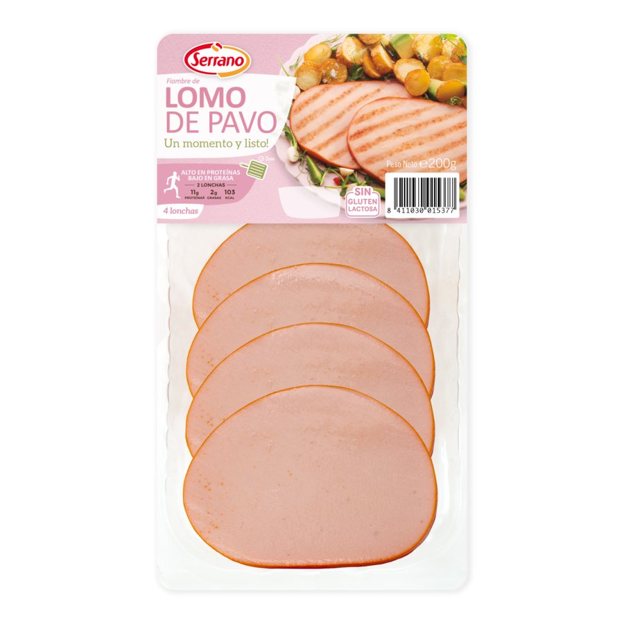 Lomo de pavo lonchas serrano bandeja SKIN 200 g