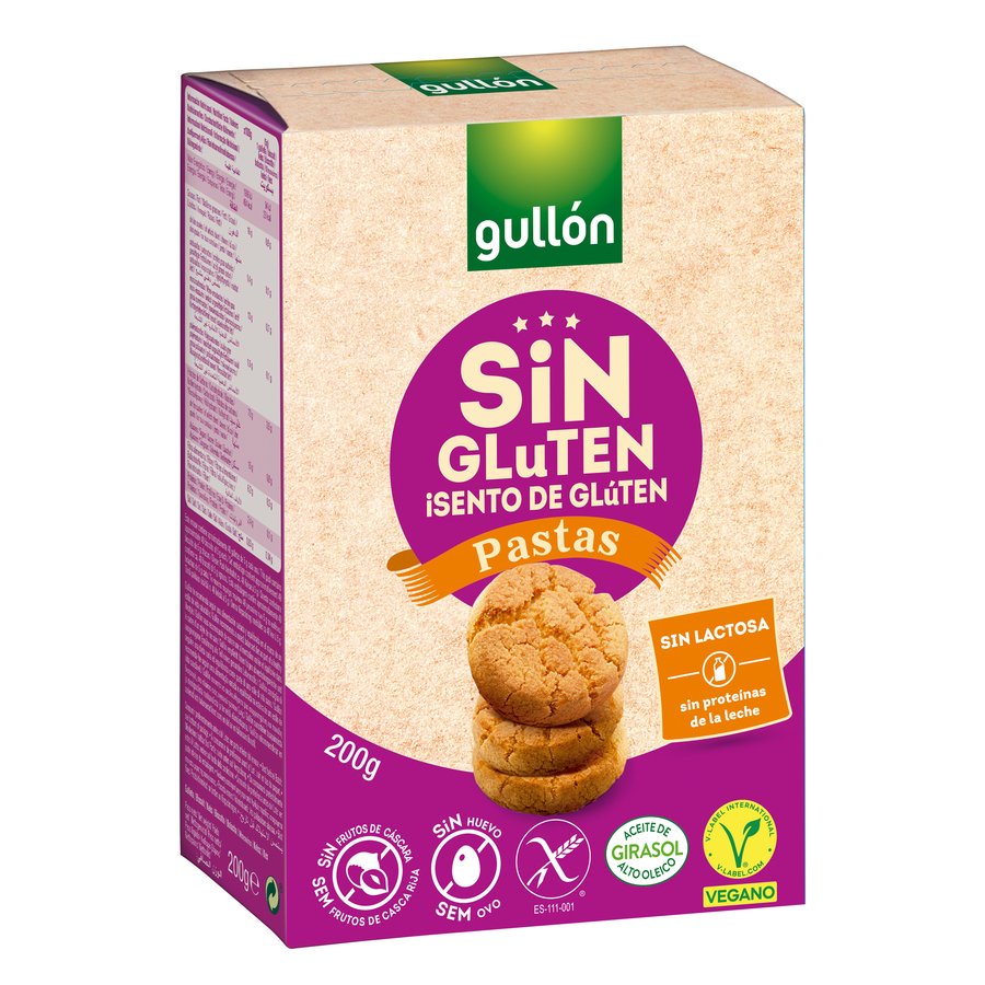 Pastas GULLON sin gluten y sin lactosa caja 200 g