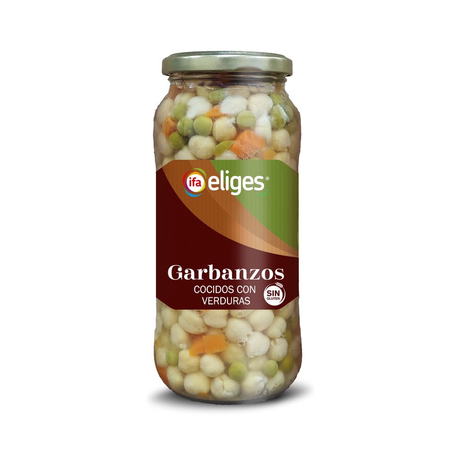 Garbanzos cocidos con verduras IFA ELIGES frasco 400 g pne.