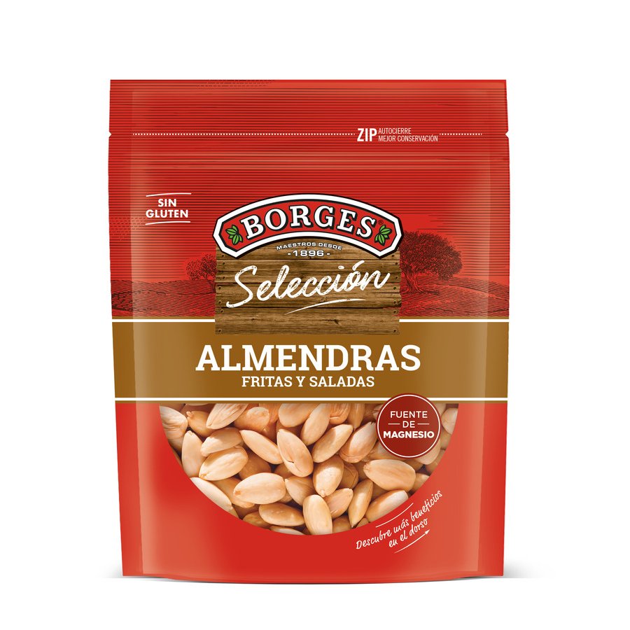 Almendra frita sin piel con sal BORGES selección bolsa 160g